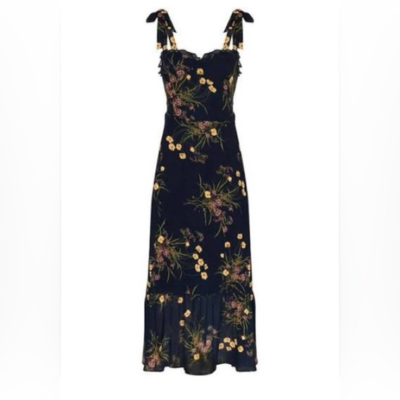 Reformation Black Floral Maxi Dress with Yellow Accents - Picture 4 of 14